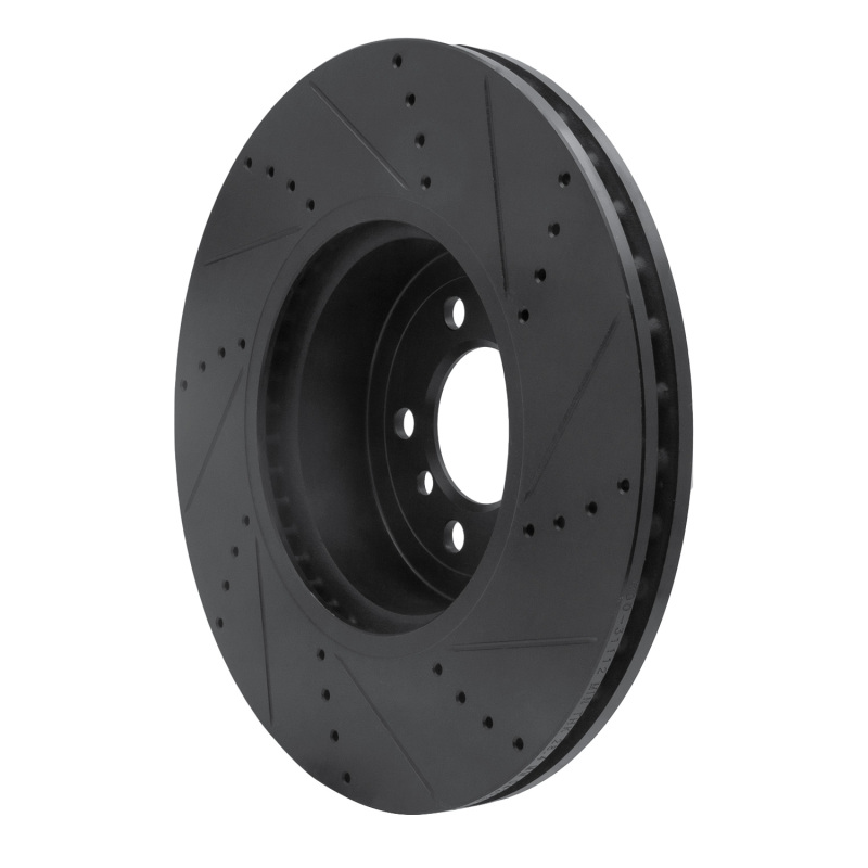 BMW 440i Gran Coupe Brake Rotor (1) - Front Left - R1 Concepts - Drilled & Slotted - Black - `13-`20